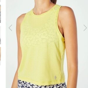 Ellie yellow cropped tank with mesh inserts